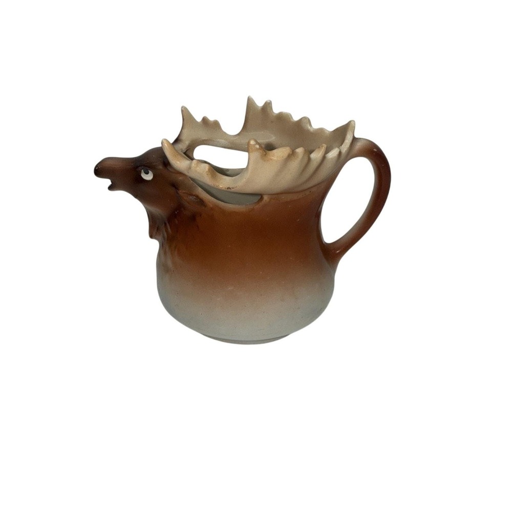Vintage Moose Pitcher Austria Figural Pottery Creamer 1930s